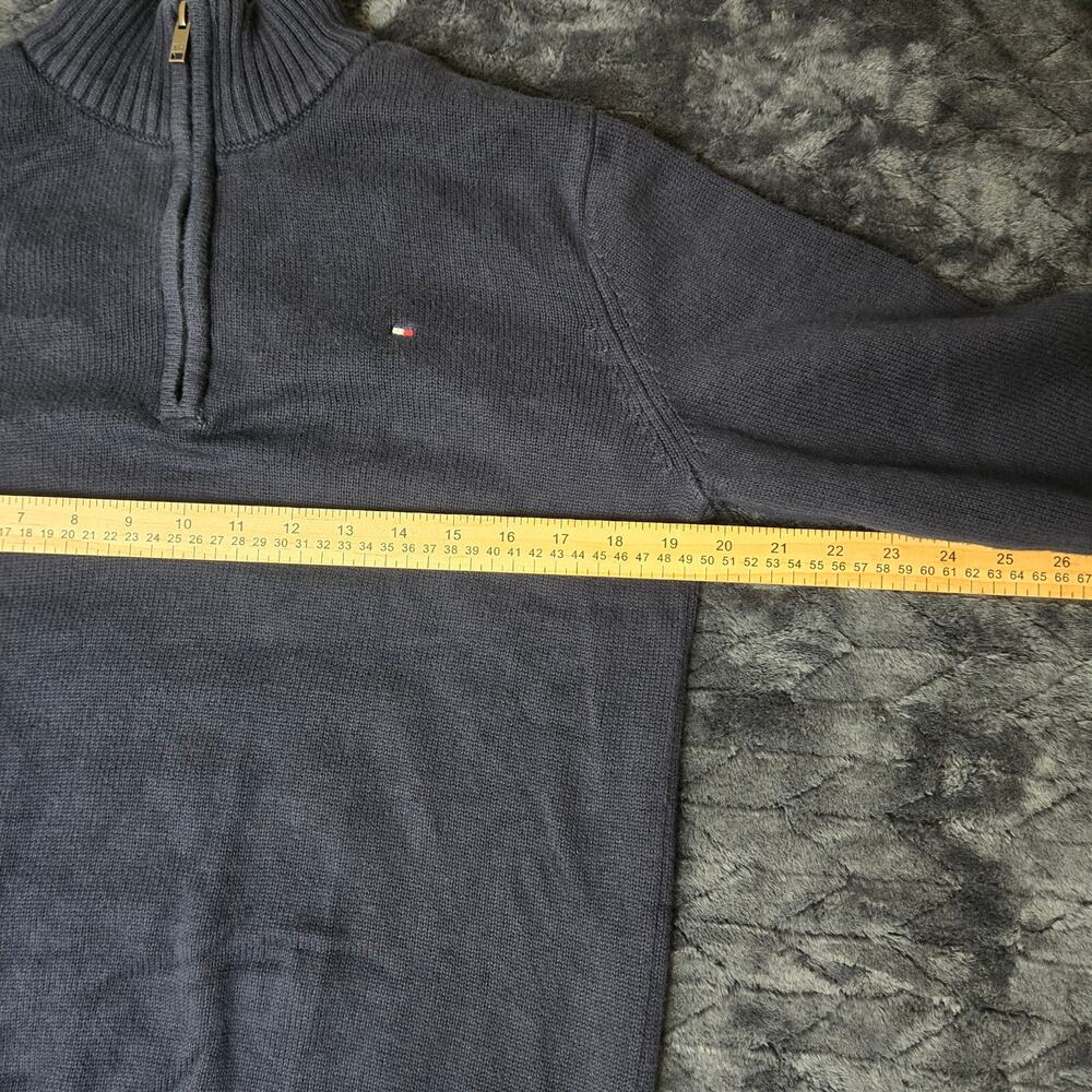 VTG Tommy Hilfiger Women's Navy Blue Quarter Zip Sweater Pullover - Size L - Picture 4 of 8